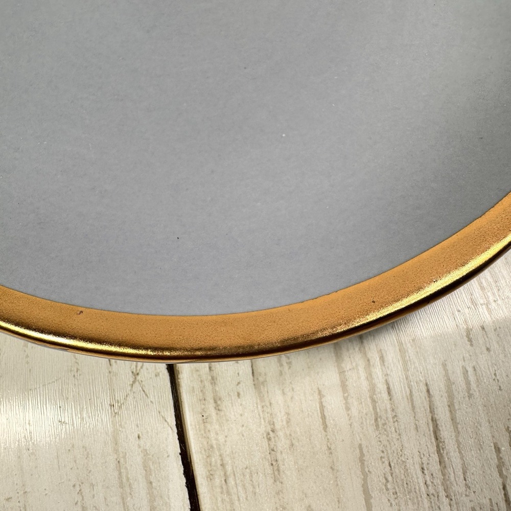 Crate & Barrel Salad‎ Luncheon Plate Addison Gray Gold Rim Boho Glam Casual - Picture 9 of 16
